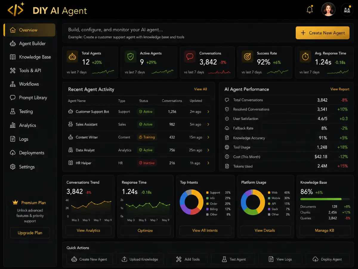 diyagent.app AI DIY agent app — DIY planning dashboard preview